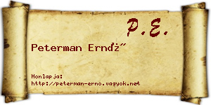 Peterman Ernő névjegykártya
